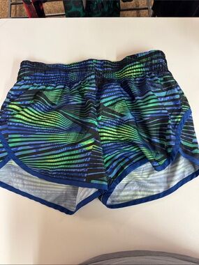 Danskin Blue and Green Striped Athletic Shorts